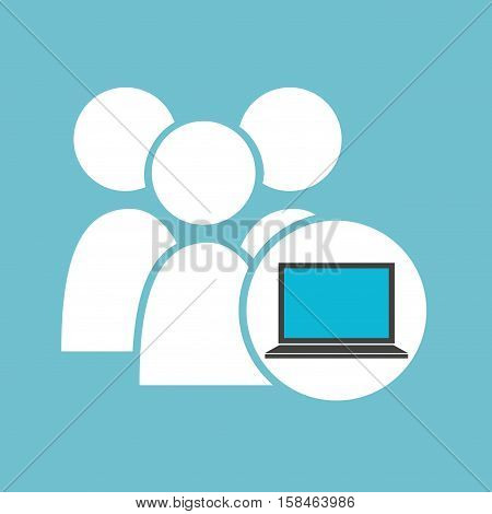 social media laptop gro team vector illustration eps 10