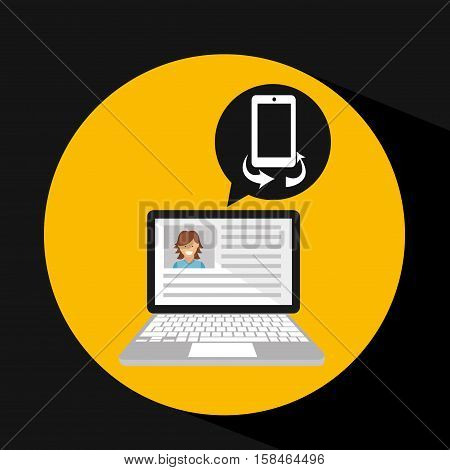laptop social profile smartph icon vector illustration eps 10
