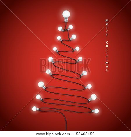 Colorful light bulbs and Christmas tree symbol .Merry christmas abstract background.Design for Christmas postcard Merry Christmas iconlogo or Merry Christmas background.Vector illustration