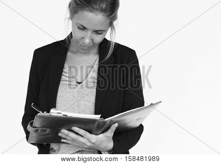 Businesswoman Document Working Portrait Concept