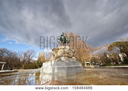 Monument to General Martinez Campos. It is located at Retiro Park Madrid Spain. It was designed by Mariano Benlliure and inaugurated on January 28 1907