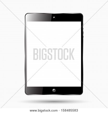 Touchscreen tablet with blank screen isolated on white. Modern technologies.