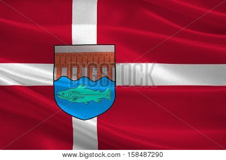 Flag of Skive in Central Jutland Region in Denmark. 3d illustration
