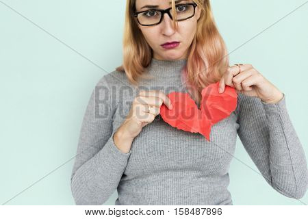 Woman Broken Heart Portrait Concept