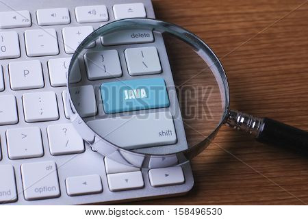 Programming Concept: Computer Keyboard With Word Java On Enter Button Background.
