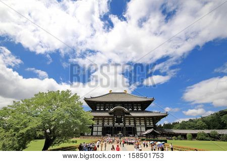 Tourist Enjoy To Visit Todiji Temple In Bright Sky Day.