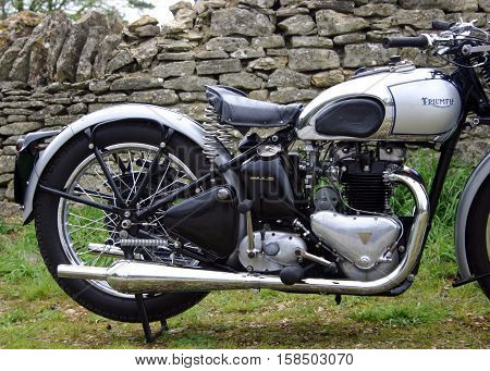 Triumph Tiger 1939 500cc Motorcycle. Photographed at Coleford Carnival of Transport, England. 12th April 2009. (offside rear half)