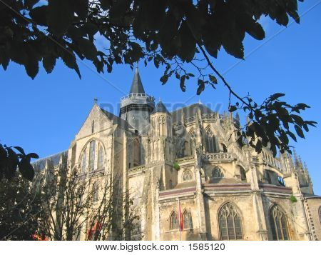 French Abbey From Outside With A Foliage In The Foreground, Eu, France