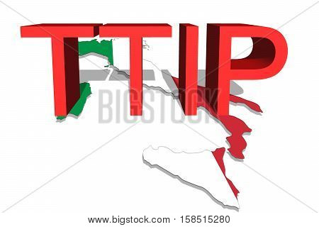 Ttip - Transatlantic Trade And Investment Partnership On Italy Map