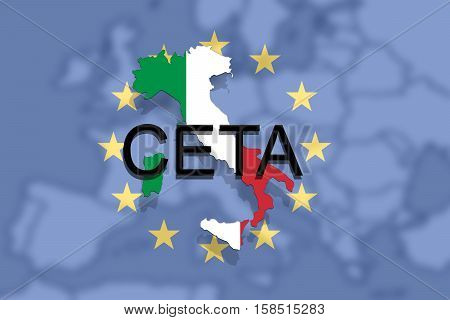 Ceta - Comprehensive Economic And Trade Agreement On Euro Union And Italy Map