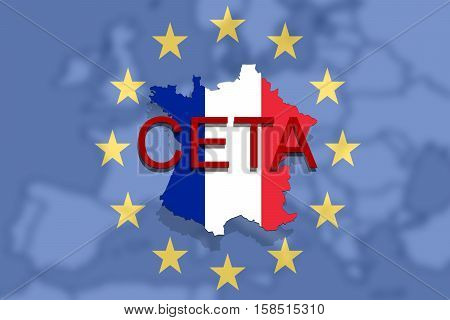Ceta - Comprehensive Economic And Trade Agreement On  Euro Union And France Map