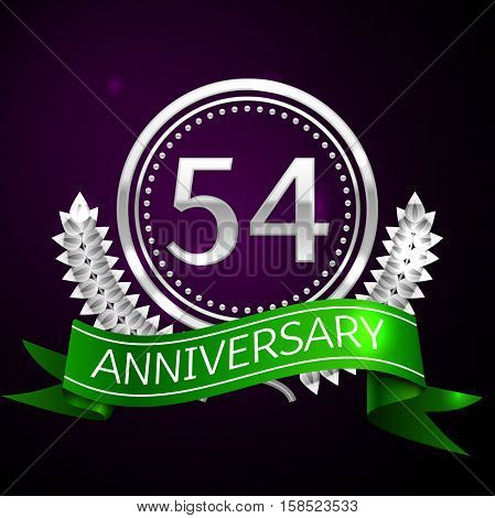 Fifty four years anniversary celebration with silver ring and ribbon.