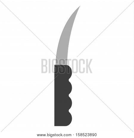 Traditional short metal knife, retro roman short knife with gold handle. Weapon sword sharp blade dagger creative illustration. Metal object handle equipment,