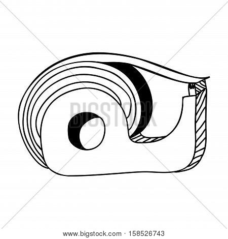 monochrome contour of tape adhesive with blade cut vector illustration