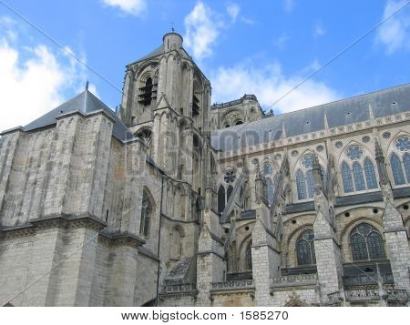 Saint Etienne Cathedral View Of The Church Tower, Bourges, France