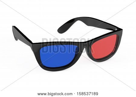 3D Glasses in Retro Style on a white background. 3d Rendering