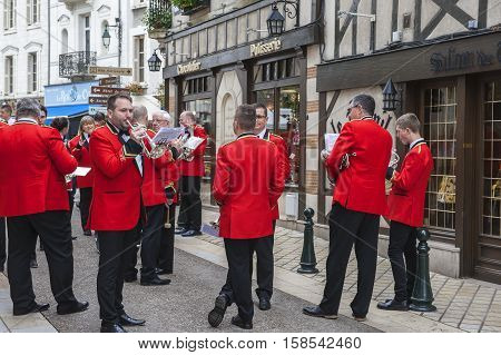 Amboise, France - June 2016: Bollington brass band at street
contest in Amboise