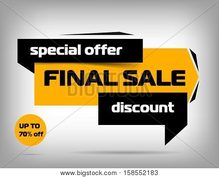 Yellow sale banner design. Discount poster special offer. Vector illustration eps 10