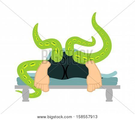 Man And Cthulhu In Bed. Sex Scenes. Love Under Blanket