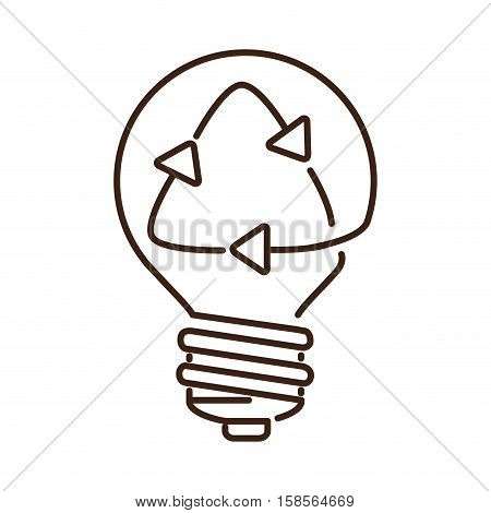 silhouette light bulb flat icon with recyled sign vector illustration