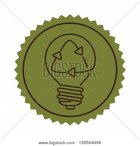 stamp silhouette light bulb flat icon with recyled sign vector illustration