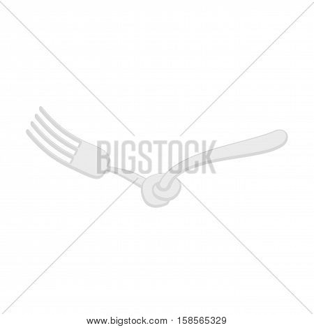 Fork Knotted Isolated. Cutlery For Dieting In White Background