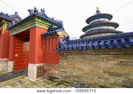 Temple of Heaven, Tiantan Gongyuan Park, Beijing, China.