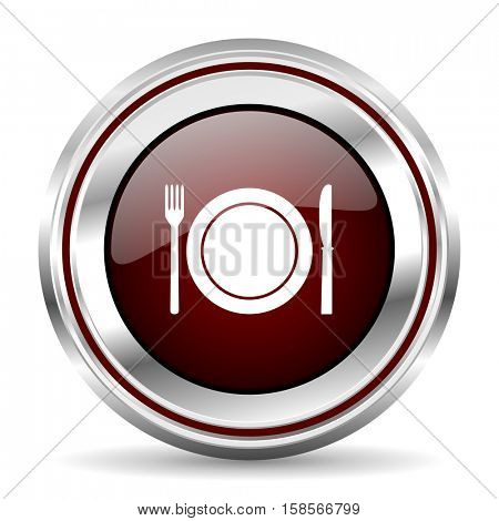 restaurant icon chrome border round web button silver metallic pushbutton