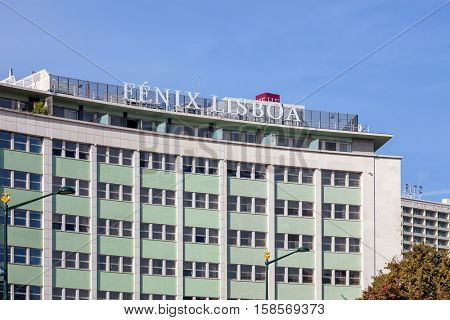 Lisbon, Portugal - October 19, 2016: The Lisbon Fenix Hotel. A four star hotel located in the Marques de Pombal Square.