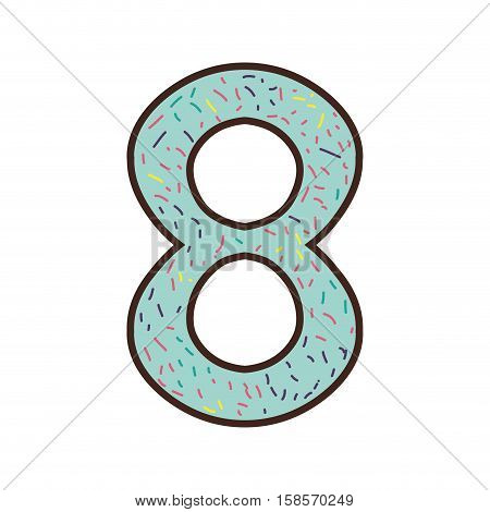 colorful number eight design with sparks vector illustration