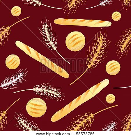Seamless bright pattern with bread and ears