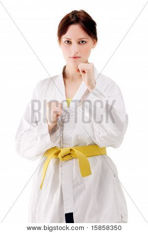 młode seksowne kobiety w pozie karate