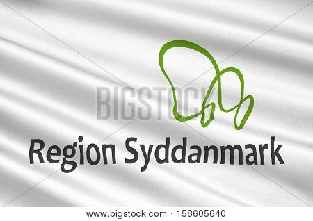 Flag of Southern Denmark Region. 3d illustration
