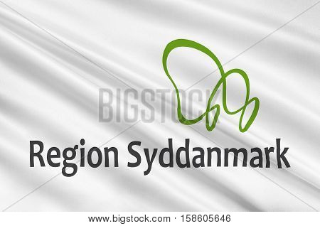 Flag of Southern Denmark Region. 3d illustration