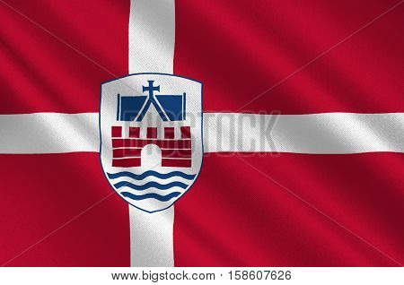 Flag of Faaborg-Midtfyn in Southern Denmark Region. 3d illustration