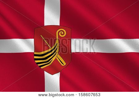 Flag of Kerteminde in Southern Denmark Region. 3d illustration