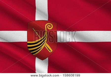Flag of Kerteminde in Southern Denmark Region. 3d illustration
