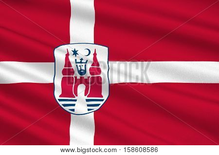 Flag of Nyborg in Southern Denmark Region. 3d illustration