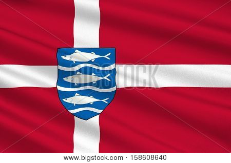 Flag of Aabenraa in Southern Denmark Region. 3d illustration