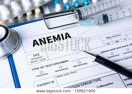 Anemia Blood For Anemia Test , Medical Concept: Anemia  , Diagnosis Iron Deficiency Anemia , Anemia