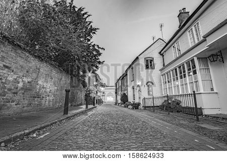 A central Farnham lane, just off Downing Street in Farnham, Surrey.