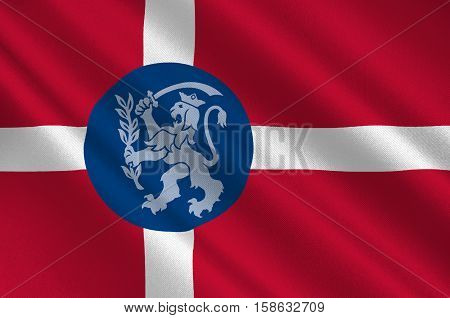 Flag of Fredericia in Southern Denmark Region. 3d illustration