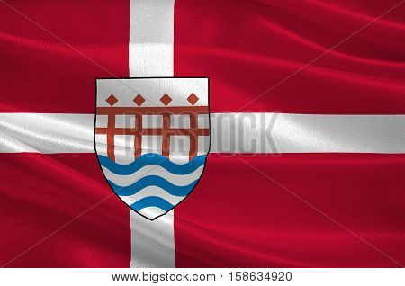 Flag of Haderslev in Southern Denmark Region. 3d illustration