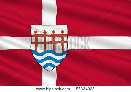 Flag of Haderslev in Southern Denmark Region. 3d illustration