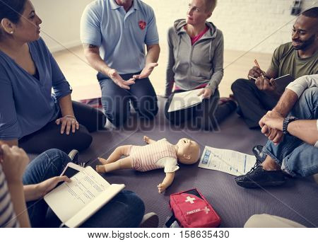 CPR First Aid Training Concept