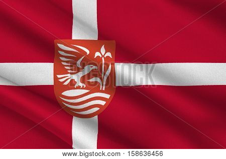 Flag of Kolding in Southern Denmark Region. 3d illustration