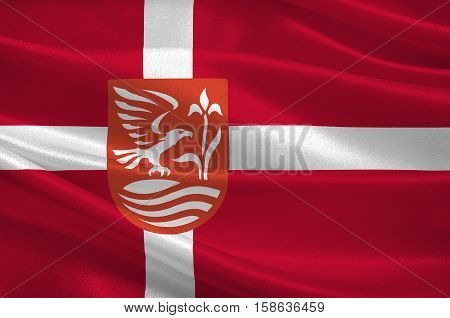 Flag of Kolding in Southern Denmark Region. 3d illustration