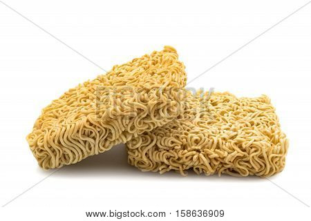 closeup of Instant noodles isolated on white background
