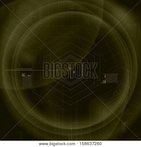 Abstract Technology Geometric Dark Green Background , Hexagons and Lines and Circle, Abstract Data Type, Vector Illustration