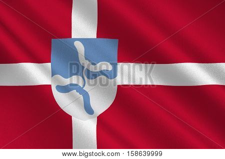 Flag of Vejen in Southern Denmark Region. 3d illustration